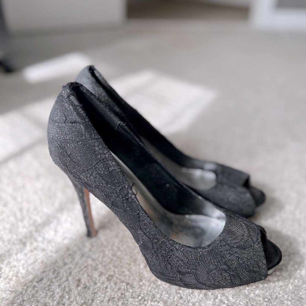 Black lace heels